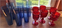 Pretty blue & red glassware