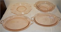 4 pc unmatched pink depression era glass