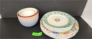 Corelli plates and plastic bowls.