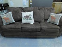Brown Suede 3-Cushion Sofa