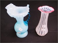 Two art glass items: 7 1/2" Jefferson Glass