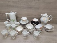 Deco/Nouveau Chocolate Pot + Cups + Teapot +