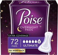 Poise Overnight Incontinence Pads (2 Packs of 36)