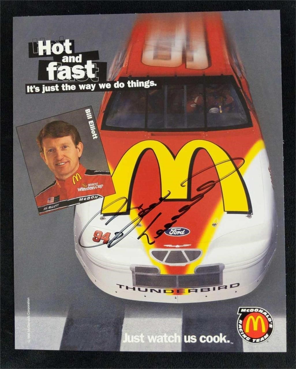 Autographed Bill Elliot Publicity McDonalds Print