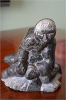 Inuit Sculpture Hunter with Fish Signed Numbered