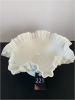 Vintage Milk Glass Ruffled Edge Bowl 10" Dia 5"H