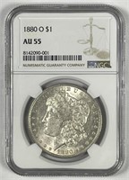 1880-O Morgan Silver $1 NGC AU55