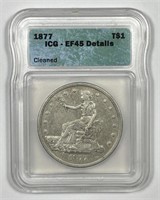 1877 Trade Silver $1 Extra Fine ICG XF45 details
