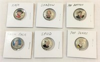 1945 Pep cereal comic character buttons.