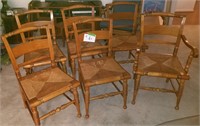 6 Beautiful MCM Maple Rush Bottom Chairs