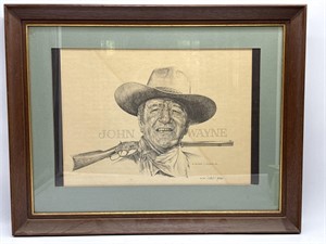 John Wayne Print, Signed and Numbered 24.5” x 19”