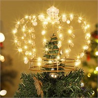 Gold Christmas Tree Topper, Lighted Crown Tree
