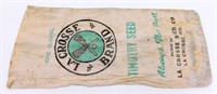 Vintage La Crosse Brand Timothy Seed Cloth Sack