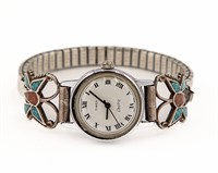 Navajo Turquoise Coral Butterfly Watch Cuffs