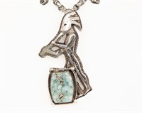 Navajo Sterling Turquoise Kokopelli Necklace