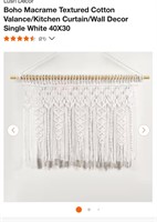 Boho Macrame Textured Cotton Valance/Kitchen