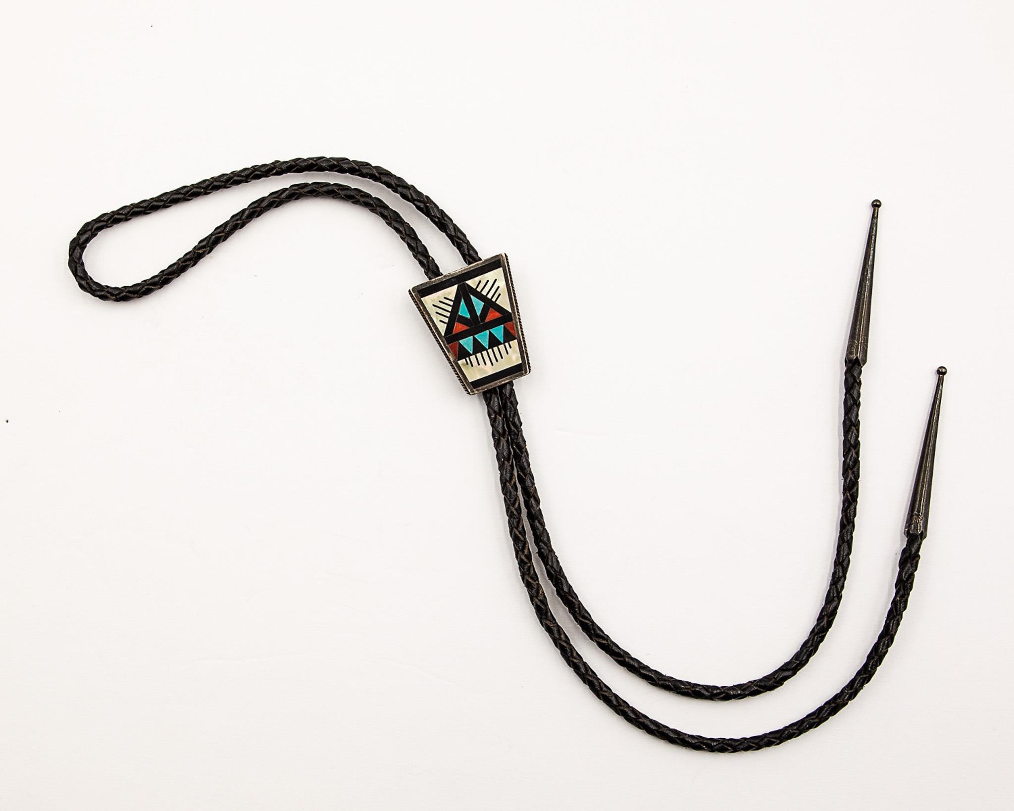 Zuni Jet Turquoise Sterling Bolo Tie
