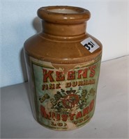 Antique Open Crock-Keens Mustard