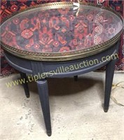 French gallery table with mirrored top 26x23h