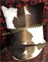 Cowhide throw pillow