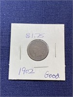 1902 Indian head penny coin