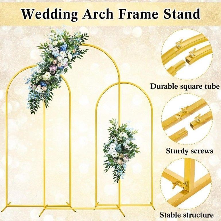 ($147) Set of 3 Metal Wedding Arch Backdrop Stand