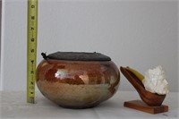 Collectors Pipe & Crackle Glazed Metallic Bowl