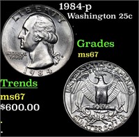 1984-p Washington Quarter 25c Grades GEM++ Unc