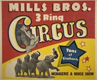 MILLS BROS. CIRCUS WINDOW CARD