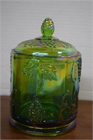 Vtg. 1970's Indiana Harvest Carnival Glass Jar,