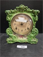 Antique Victorian Ansonia Porcelain Mantel Clock.