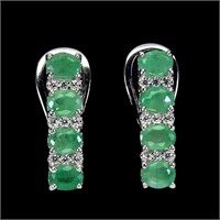 Natural Oval Colombian Emerald Earrings