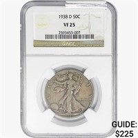 1938-D Walking Liberty Half Dollar NGC VF25