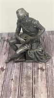 Metal statue man playing lute 12 inch