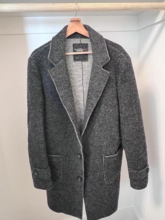 Men's Charcoal 3/4 Length Wool Coat