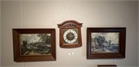 Tell City Wall Clock & Two Scenery Pictures