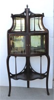 Antique 4 Tier Corner Curved Glass Curio Cabinet