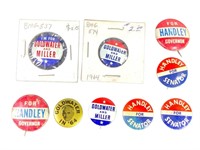 9 Political Campaign Buttons Handley, Goldwater +