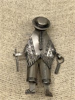 Sterling Silver Artisanal Brooch - Figurine in