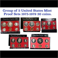 Group of 5 United States Mint Proof Sets 1975-1979
