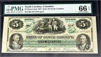 1872 $5 South Carolina Bond Scrip Pmg 66