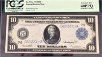 1914 $10 Federal Reserve Note Pcgs 40ppq