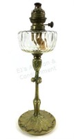 Antique Brass Banquet Crystal Oil Lamp