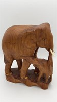 10" carved elephant w/ calf statue