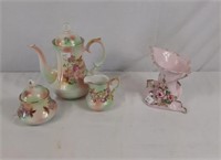 Tea pot, cream pitcher, and sugar pot