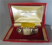 Hamilton vintage box with Bulova wrist watch.
