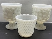 Vintage milk glass footed dish and more
