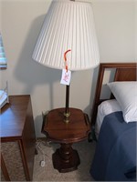 WOODEN TABLE WITH FLOOR LAMP
