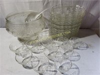 Grape Pattern Punch Bowl, Snack Plates and Cups