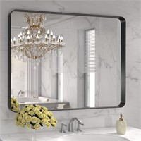 LOAAO 40X30 Inch Black Metal Framed Bathroom Mirro